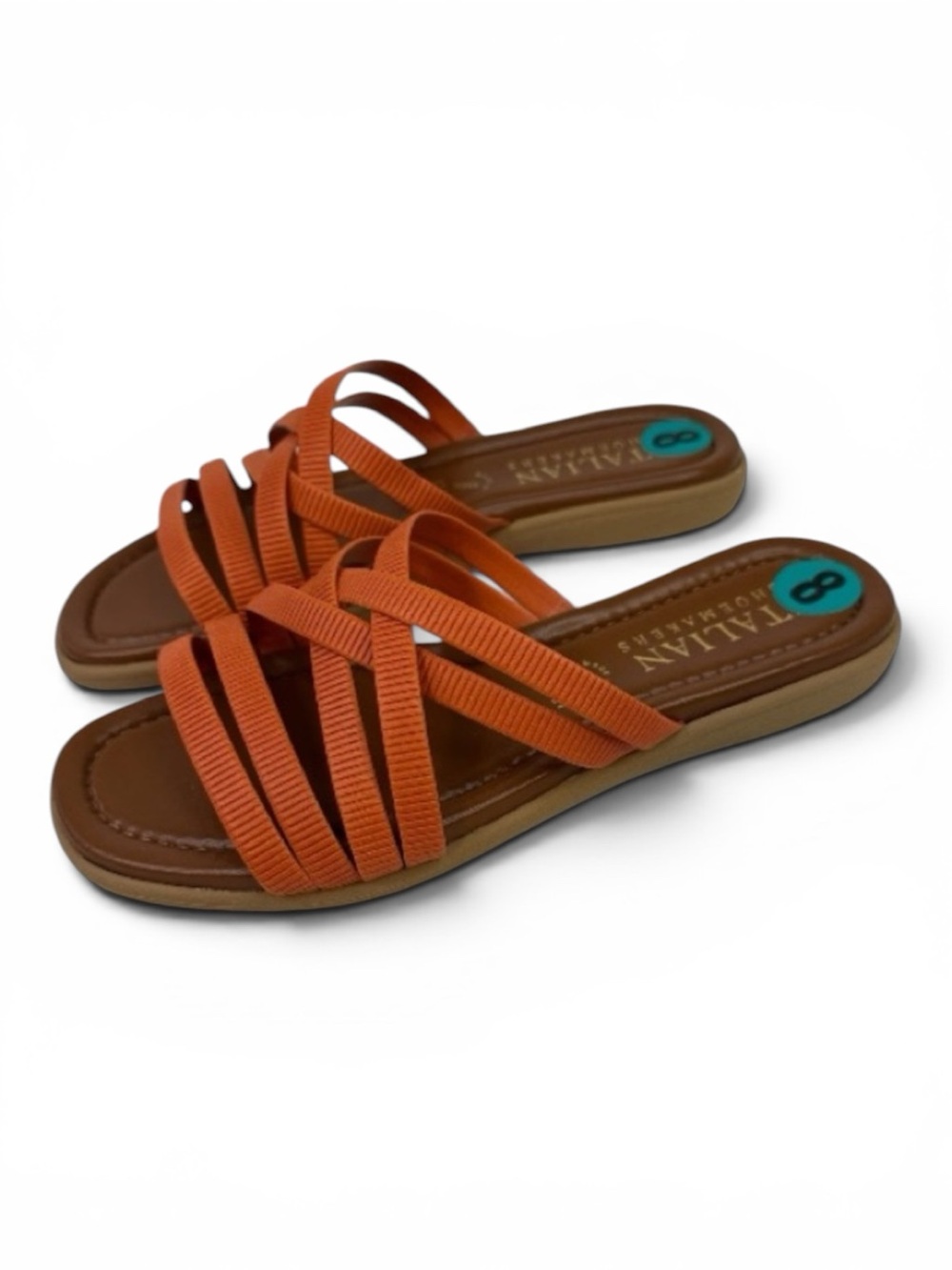 Italian Shoemakers Strappy Orange Sandals Slide Flats 8
